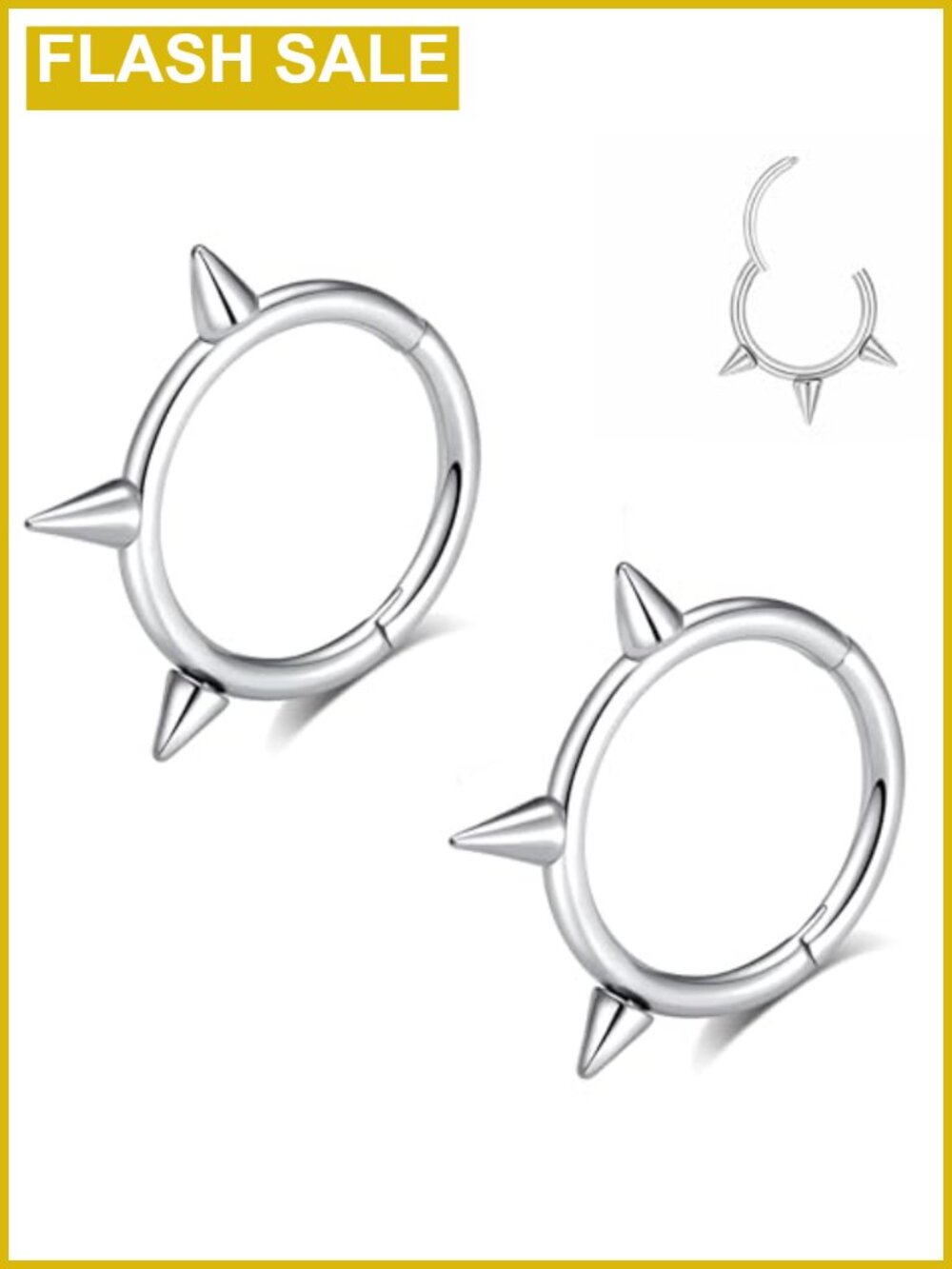 16G Spike Clicker Snake Bite Septum Ring Stainless Steel Hoop Lip Piercing